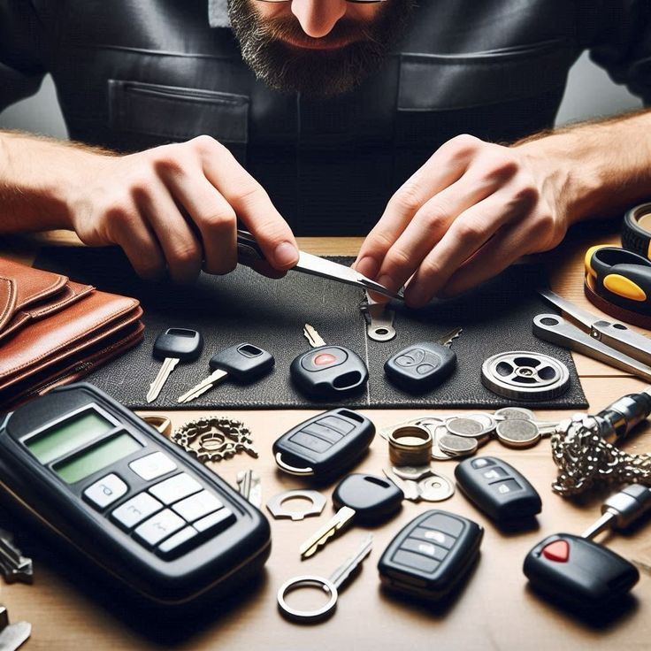 Car key technician background circle image